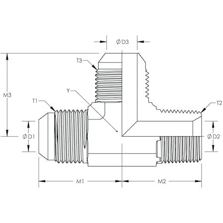 JIC To Male Pipe Run Tee Stainless Steel